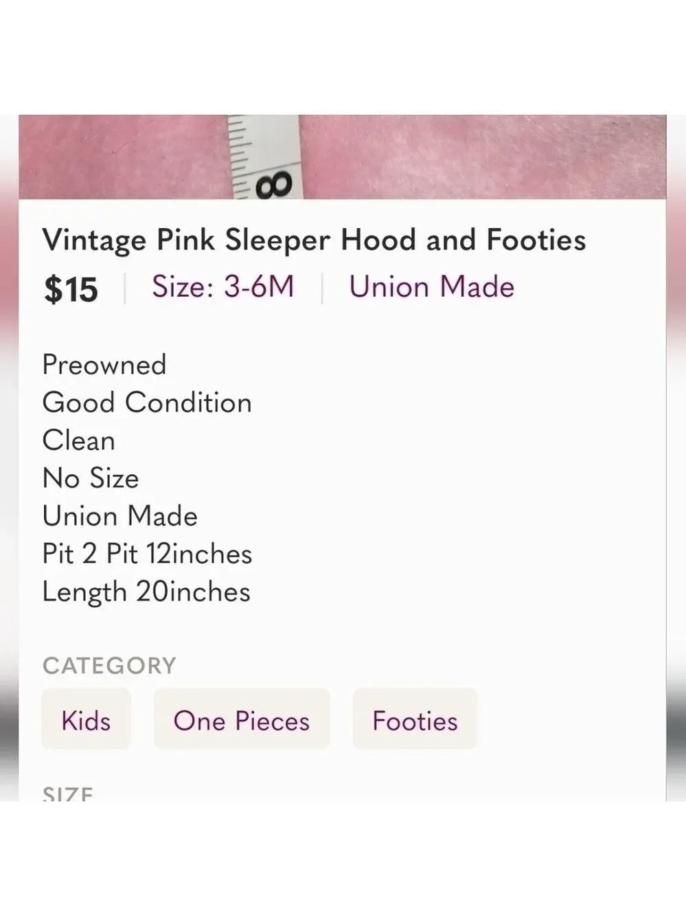 Vintage Pink Sleeper Hood and Footies